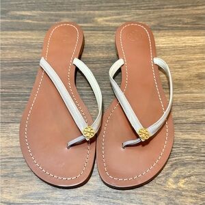 Tory Burch Light Gray Leather Thong Sandals